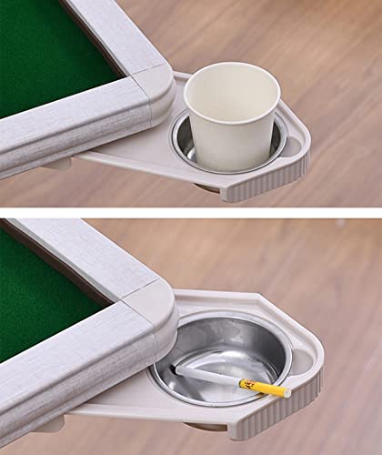 Tavolo pieghevole per carte con portabicchieri, tavolo da poker quadrato da 35 pollici per 4 giocatori, piano in eucalipto, facile da installare, design salvaspazio per l'intrattenimento domestico