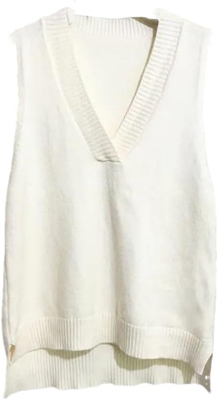 Women V-Neck Knitted Vest Women's Sweater Loose Wild Sweater Vest Sleeveless Sweater Casual Sweater Vest