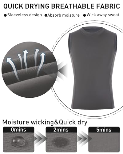 Boys Sleeveless Compression Shirt, Youth Football Athletic Tank Top, Kids Quick Dry Undershirt for Basketball Sports4