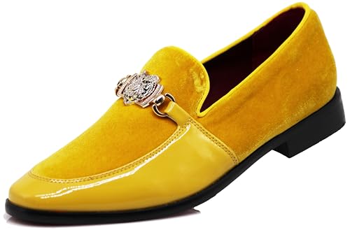 Enzo Romeo SPK65 Men's Fashion Rhinestone Glitter Buckle Slip On Dress Shoes