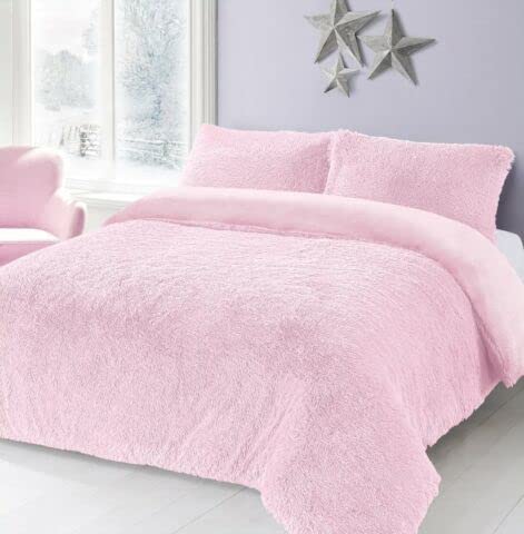 NIGHTZONE Teddy Bear Fleece Long Fur Cuddles Alaska Luxury Duvet Cover Set Warm Cosy Soft Teddy Bedding Set (Pink, King) — image 1