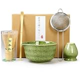 Generisch Traditionelles Japanisches Matcha-Tee-Zeremonie-Set, 5-teilig mit Schale, Halter und Sieb, Grün