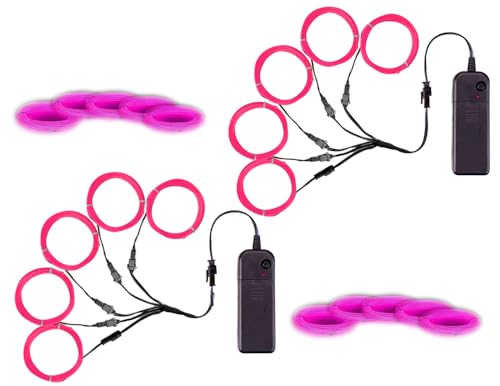 Image of MaxLax EL Wire, Portable Neon Lights EL Wire 5 in 1 Meter, Electroluminescent Wire for Halloween Decoration, Christmas Party, Blacklight Run,DIY Decoration (Pink, 2Pack 5 in1M)