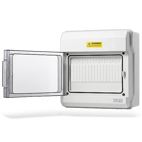 QILIPSU Scatola di distribuzione dell'energia per esterni a 9 vie, IP65, PC/ABS, lega di plastica, con coperchio trasparente, barre e guida DIN (9 vie) QILIPSU Scatola di distribuzione dell'energia per esterni a 9 vie, IP65, PC/ABS, lega di plastica, con coperchio trasparente, barre e guida DIN (9 vie)