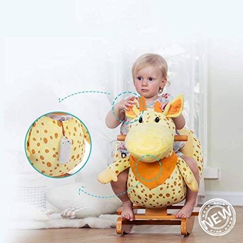 ZHANGYUEFEIFZ Schaukelpferd Plüsch Schaukeltier Pferd Rocking Horse Kinder Kreative Gelbe Musik Trojan Baby Spielzeug… – Bild 4
