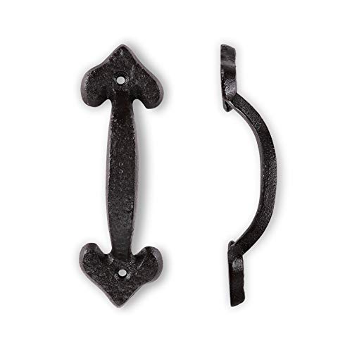 Image of 7 Inch Heart Barn Door Handle - Black Cast Iron Pull for Sliding Doors, Gates, Sheds, Fences, Closets - Indoor Outdoor Farmhouse Hardware