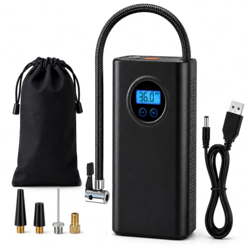 Image of Car Tyre Inflator, Rechargeable Portable Air Compressor, 2X Fast Inflation, Cordless and Accurate Tire Pressure with digital display, 150PSI Auto Shut Off Air Pump for Car, Bike, Cycle, Ball