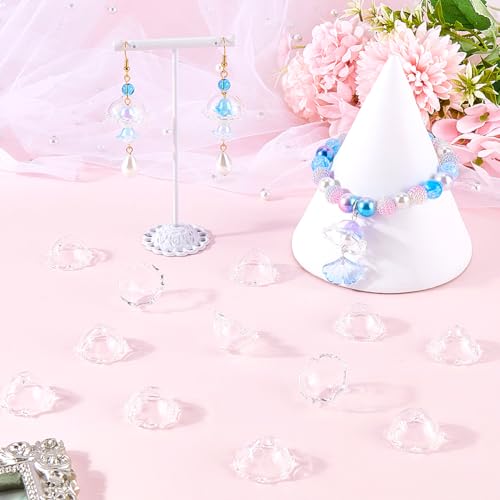 SOFPLATE 1 Box 20Pcs Clear Bellflower Jellyfish Charm Beads 21x13mm Glass Flower Beads Spacer Bead Caps Cone Findings for Jewellery Wind Chimes Making DIY Earrings Crafts - Image 4