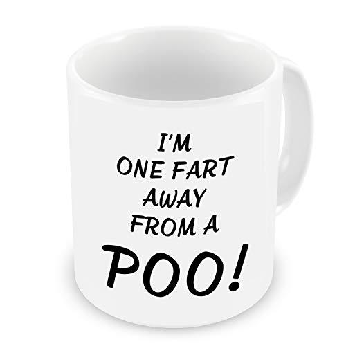 GrassVillage V2 One Fart Away from a Poo, tazza bianca, divertente, Sarcasm