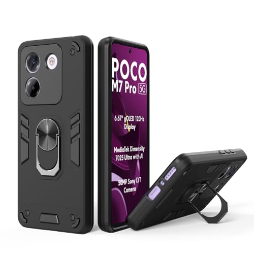 Image of NDCOM for Poco M7 Pro 5G Back Cover | Compatible with Poco M7 Pro 5+G Back Cover | Shockproof Ring Holder Case