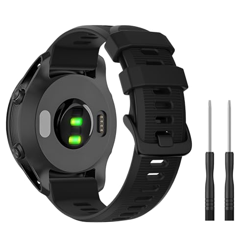 Sport Bands Compatible with Garmin Forerunner 935/Forerunner 945 Watch Band, Soft Silicone Strap for Garmin Fenix 5/ Fenix 5plus/ Fenix 6/ Fenix 6 Pro/Approach S60 Watch Band (Black)