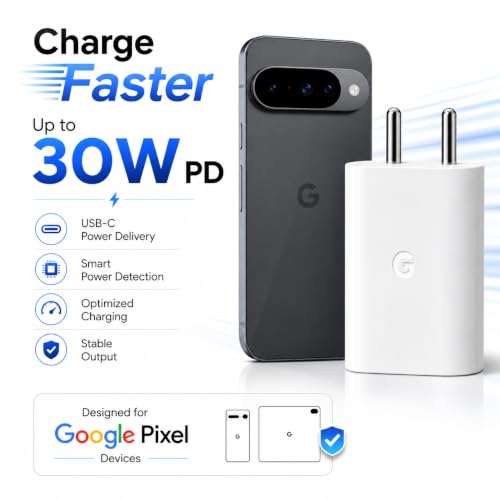 Image of Zybux 30W Type-C PPS Rapid Power Charging Adapter Compatible with Google Pixel10|9|8|7 (A|Pro|XL|Fold)|4|3|Pro|A|S26|S25|15| 15r|chromebook|Tab| Support Other C-Type 30 W Quick Charger Adaptor, White