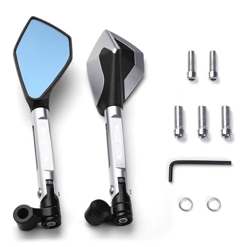 Motorrad Seitenspiegel Rückspiegell Motorrad-Rückspiegel Für Yamaha XSR 900 700 XSR900 XSR700 (2016–2024), 1-Grad-Lenkerspiegel Spiegel(Silber)