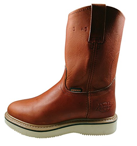 Men's Genuine Leather Work Boots Pull On Cowboy Honey and Black2