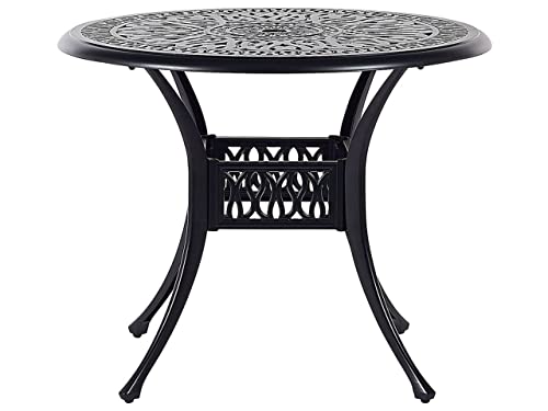 Beliani Tavolo Da Giardino Tondo Pieghevole In Metallo Verde - Design Retrò Con Piano A Filigrana, Facile Da Pulire - 3