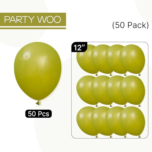 Image of PartyWoo Sage Green Balloons 50pcs Olive Eucalyptus Dusty Green Boho Color | 12 Inch Balloons for Graduation Bridal Shower Wedding Jungle Dinosaur Birthday Gender Reveal Party Decorations Green-F06