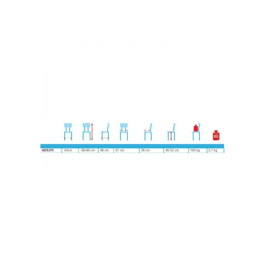Silla de baño con asiento en U, Regulable, Blanca, Samba