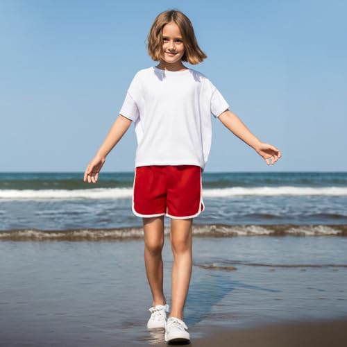 slaixiu Girls 5-Pack Athletic Shorts Breathable Workout Running Printed Dolphin Shorts 5-16 Year2