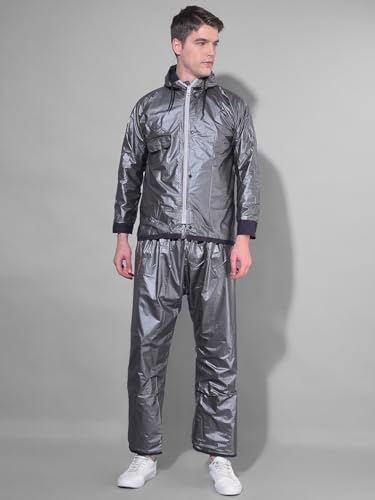 Image of Dollar Rainguard Men's Reversible Full Sleeve Solid Raincoat Set With Adjustable Hood and Pocket