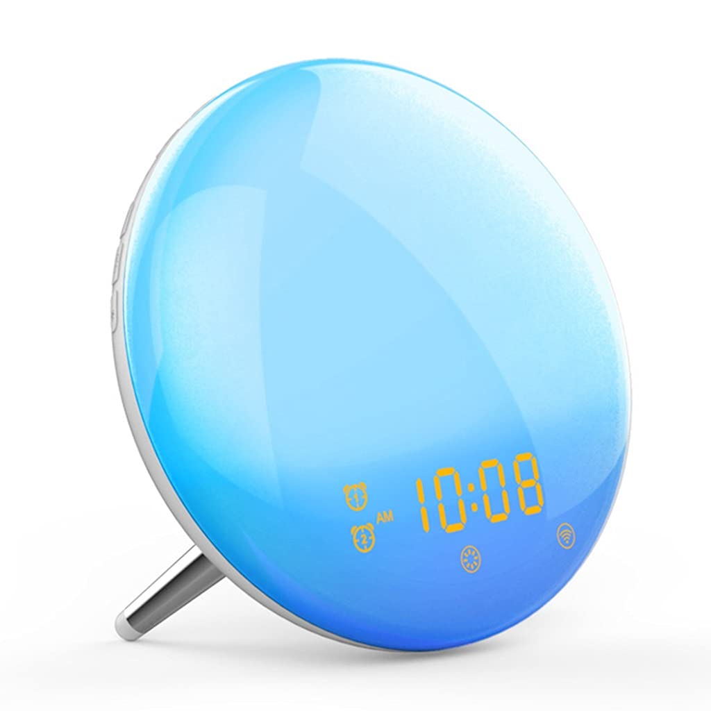 Sveglia All'alba, Luce Sveglia Digitale, Doppio Allarme, Posticipa, FM Radio, 7 Suoni Naturali, 7 Colori, Luce Notturna USB, 2 Pz