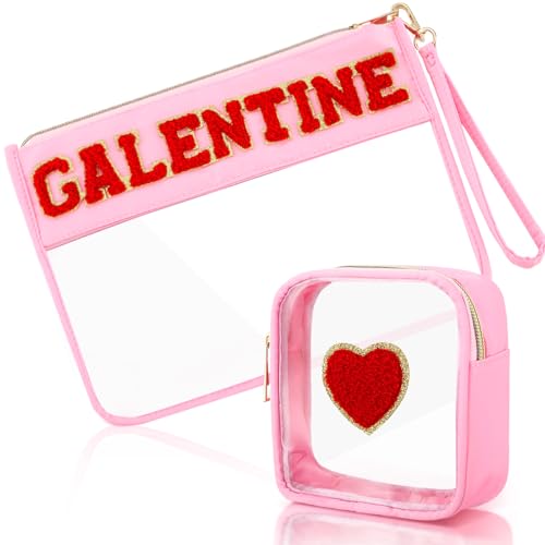 2 Pcs Galentine Day Gifts for Women Galentine Red Heart Makeup Ba...
