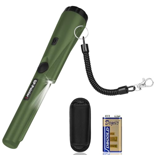 Flintronic Detector de Metales Portátil, 360° Exploración, Impermeable Alta Sensibilidad Detectores de Metales con Indicador LED Incorporado, Apto a Buscar Monedas de Oro, Moneda, Joyas, Verde Oscuro