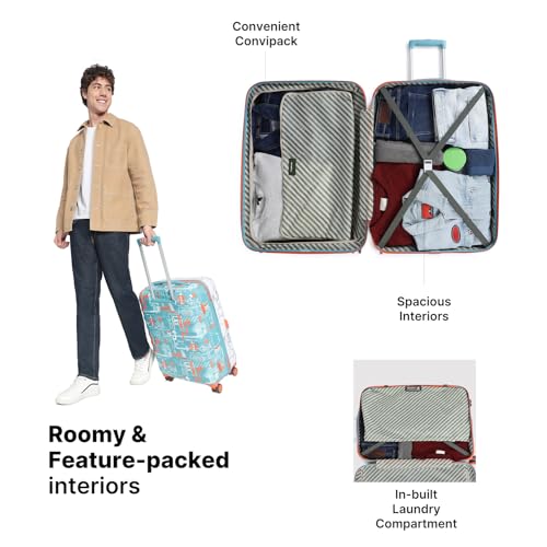 uppercase JFK Duo (Medium) 66cm | Hardsided Check-in Trolley Bag for travel |Eco Polycarbonate Luggage|Combination Lock|8 Spinner Wheel Suitcase for Men &Women|Dual Tone(White & Teal Blue) - Image 5