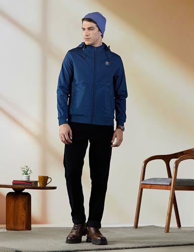 Image of Qube By Fort Collins Men's Polyester Standard Length Regular Fit Reversible Winter Jacket with Ribbed Cuffs & Hood - Warm, Stylish & Versatile