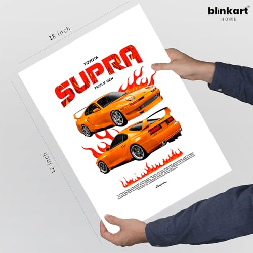 Image of BLINKART Toyota SupraCar Posters Sticker Gift Items for Boys Room Wall Decor || Comes with Double-Sided Tape|| Decoration Bedroom Living Room Office Studio Decor | 12x18 In (A3) - CAR-293
