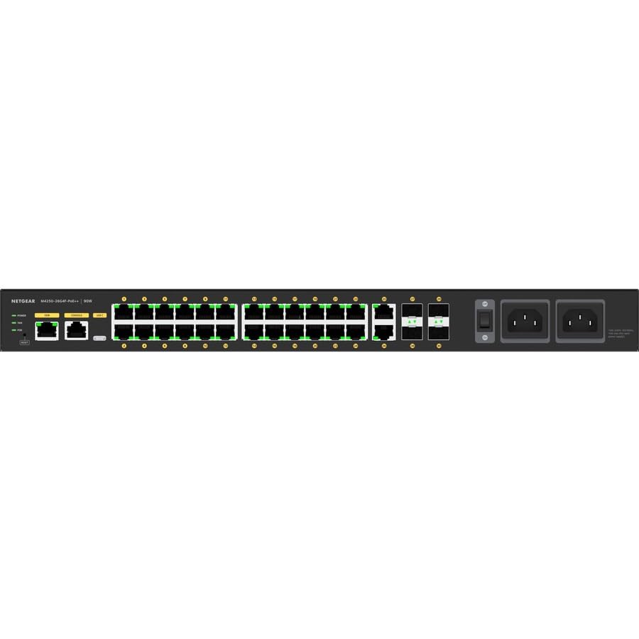 Image of NETGEAR AV Line M4250-26G4F-PoE++ 24 Port Switch GSM4230UP | L3 Managed | 24x1G PoE++ 1440W and 4x1000Base-X SFP | Rack-Mountable | Cloud Care's 3 Year Warranty SupportPlus Included