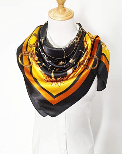 Image of Women's 35 inch Satin Square Silk Like Hair Scarves and Wraps Headscarf for Sleeping | Silk Feel Neckerchief, Hair Scarf, Fashion Bandana, Headscarf, Headband, Hair Wrap Sleeping, Daily Fashion Styling