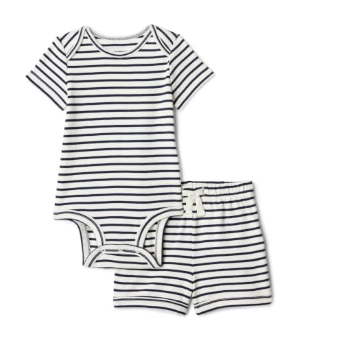 Amazon Essentials Unisex Babies Body and Shorts Set French Stripe 12 Months