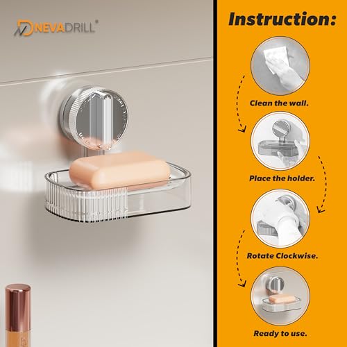 Image of Vacuum Sucker Soap Box - Punch-Free Wall Mounted Soap Holder for Bathroom & Kitchen, No-Drill Suction Cup Design [ND-1001SG]