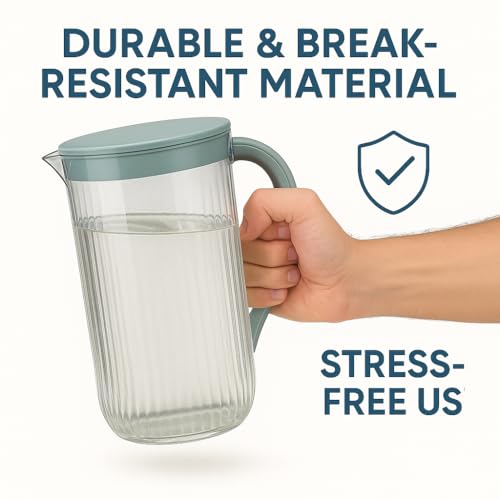 Image of Premium 2 Litre Water Jug with Lid | BPA Free Unbreakable Plastic Pitcher | Spill-Proof Easy Pour Spout | Fridge Safe Juice & Detox Water Jug for Home, Kitchen & Office