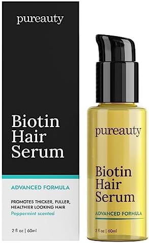 Biotin Hair Growth Serum Advanced Topical Formula To Help Grow Healthy, Strong Hair Suitable for Men and Women of All Hair Types Hair Loss Support By Pureauty Naturals 2 Fl Oz (Pack of 1)