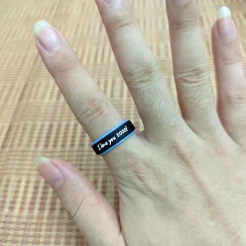 Laser Engraving Custom Logo Text Silicone Rings 8mm Breathable Silicone Rubber Ladder Silicone Promise Engagement Inspirational Belief Religious Bereavement Ring Birthday Gift,Size 6 to 143