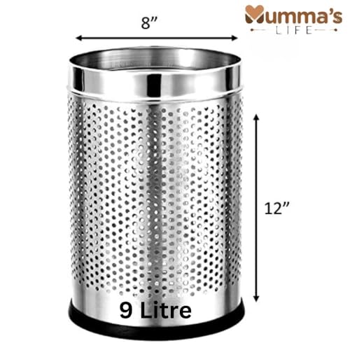 Image of Mumma's LIFE Stainless Steel Open Perforated Dustbin Without Lid| Garbage Bin Pack of 2 (Perforated Dustbin Pack Of 2 (9+18 Litre))