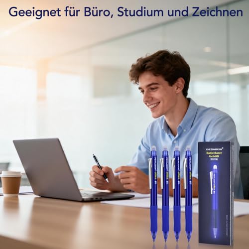 LVZONGXIN [4 Stück Radierbarer Kugelschreiber | 0,7mm Spitze | Tintenroller Radierbar | Gelstifte Radierbarer | Gelschreiber Radierbar