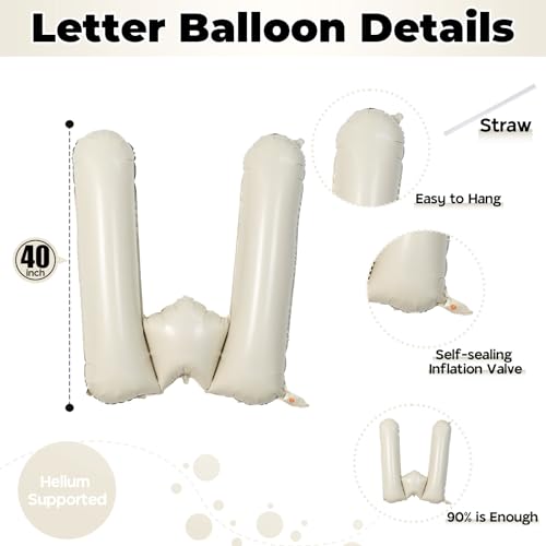 Image of Beige WILD Balloons for Wild One Party Decorations, 40 Inch Cream White Sand WILD Balloon Letters, Ivory Alphabet WILD Balloon for Kids Boys Girls Two Wild Birthday Baby Shower Party Decorations