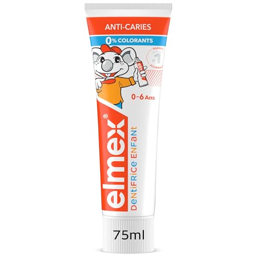 ELMEX - Dentifrice Bébé et jeune enfant , protège les dents de lait, anti-caries, 0 colorants - Dès le premier brossage - 0-6 Ans, 75ml