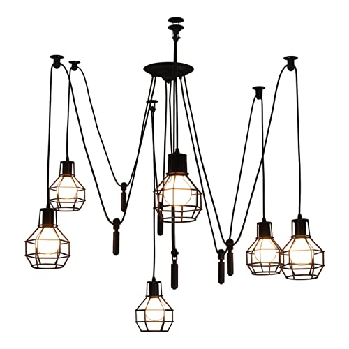 Lustre de style V-Intage hanging light en métal forgé avec 6 suspensions
