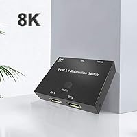 DisplayPort HDMI Splitter 8K MST SST 1 In 2 Out Directional DP 1.4 8K@30Hz 4K@120Hz To DisplayPort HDMI 8K 2.1 1440P@165Hz Directional Converter Switch Multi Screen Transfer T0202-HDMI To HDMI VGA VGA