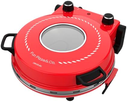 Cecotec Horno Grill Eléctrico para pizza Pizza&Co Mamma Mía Window. 1200W, Temperatura 400ºC, Temporizador 15m, Termostato, Cocción Piedra, Resistencias Superiores e Inferiores, Ventana Visualización