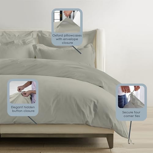 Pizuna Luxurios Cotton Super King Duvet Cover Set Silver - Image 3