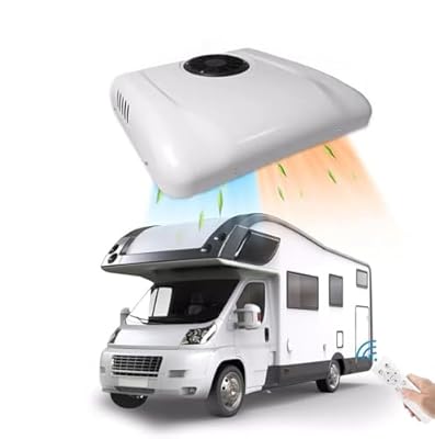 Treeligo RV Rooftop Air Conditioner, 8000 BTU DC 24V Ceiling Condtioner for Cooling and Heating for RVs Trailers Campers Truck Motorhome