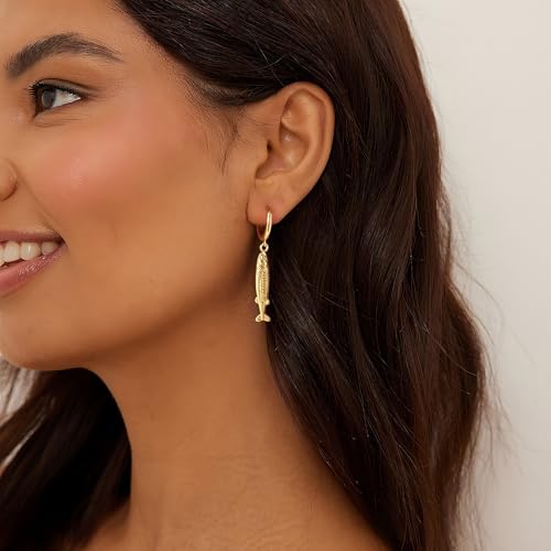 MUYAN Gold Charm Fish Hoops Dangle Earrings for Women Trendy Ocean Theme Jewelry2