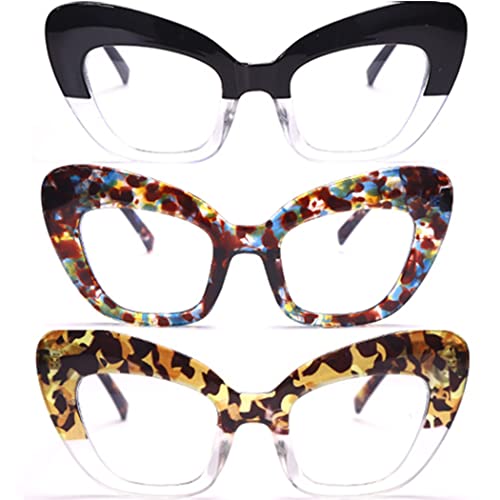 Image of 3Pack style Readers,Blue Light Blocking Computer Cat eye Reading Glasses for Women (Gradient black /flower /leopard, 1.50)