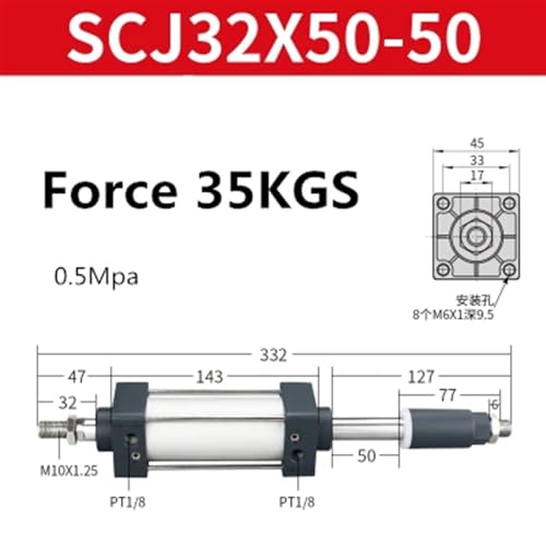 Cilindro neumático mini ajustable SCJ32-50-50 de carrera regulable 3