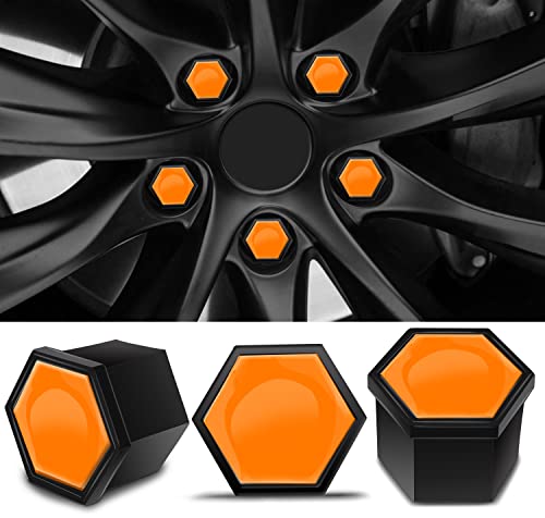 Biomar Labs Set of 20pcs Car Wheel Nut Caps Bolt Cover 19mm Universal with Removal Tool Orange Gloss LC 39