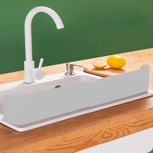 RAKSONIC Kitchen Sink Accessories,Sink Protectors for Kitchen Sink,Faucet Guard and Draining Mat,Kitchen Sink Splash Guard,Sink Splash Guard Extended Edition(white)